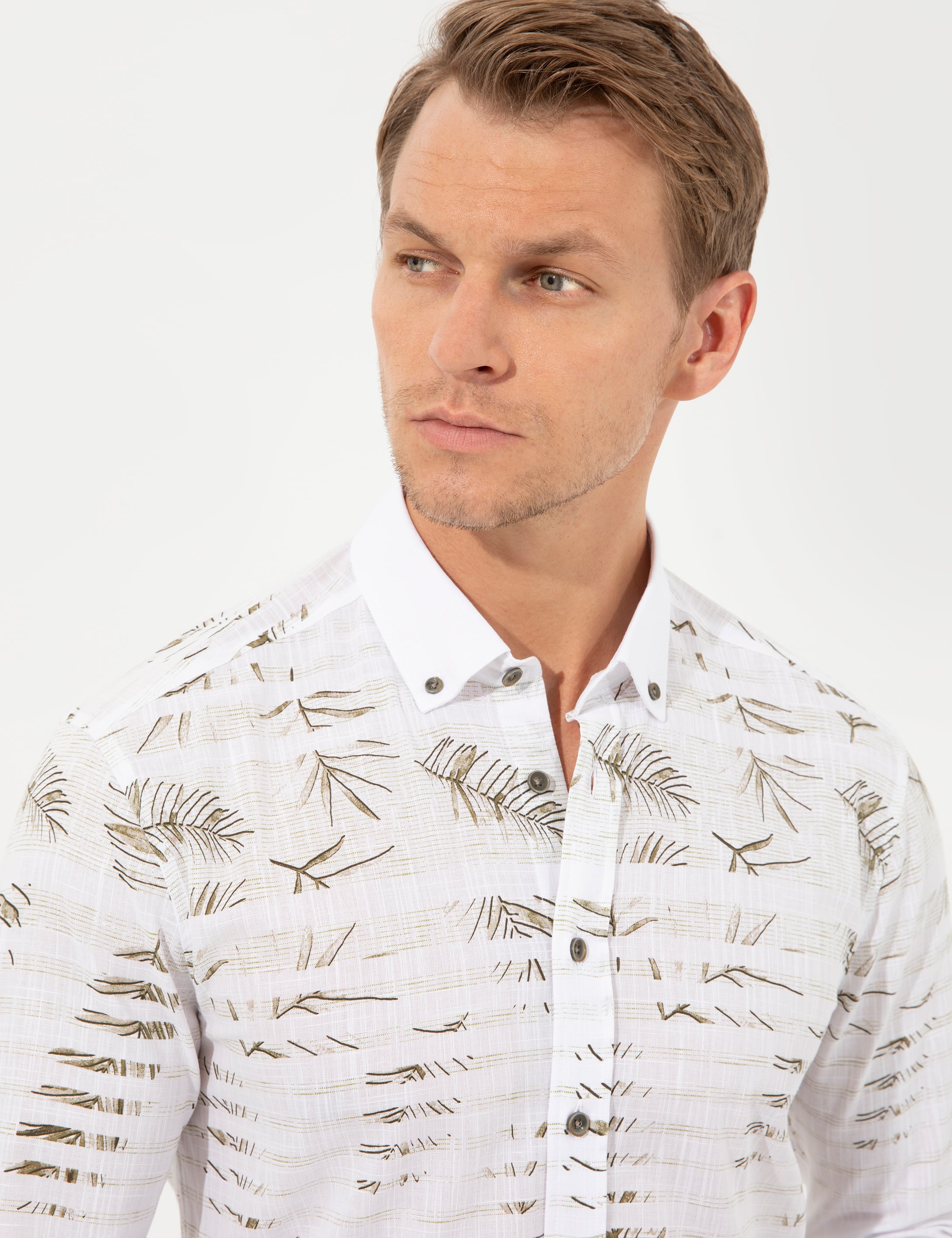 Yeşil Slim Fit Uzun Kollu Gömlek