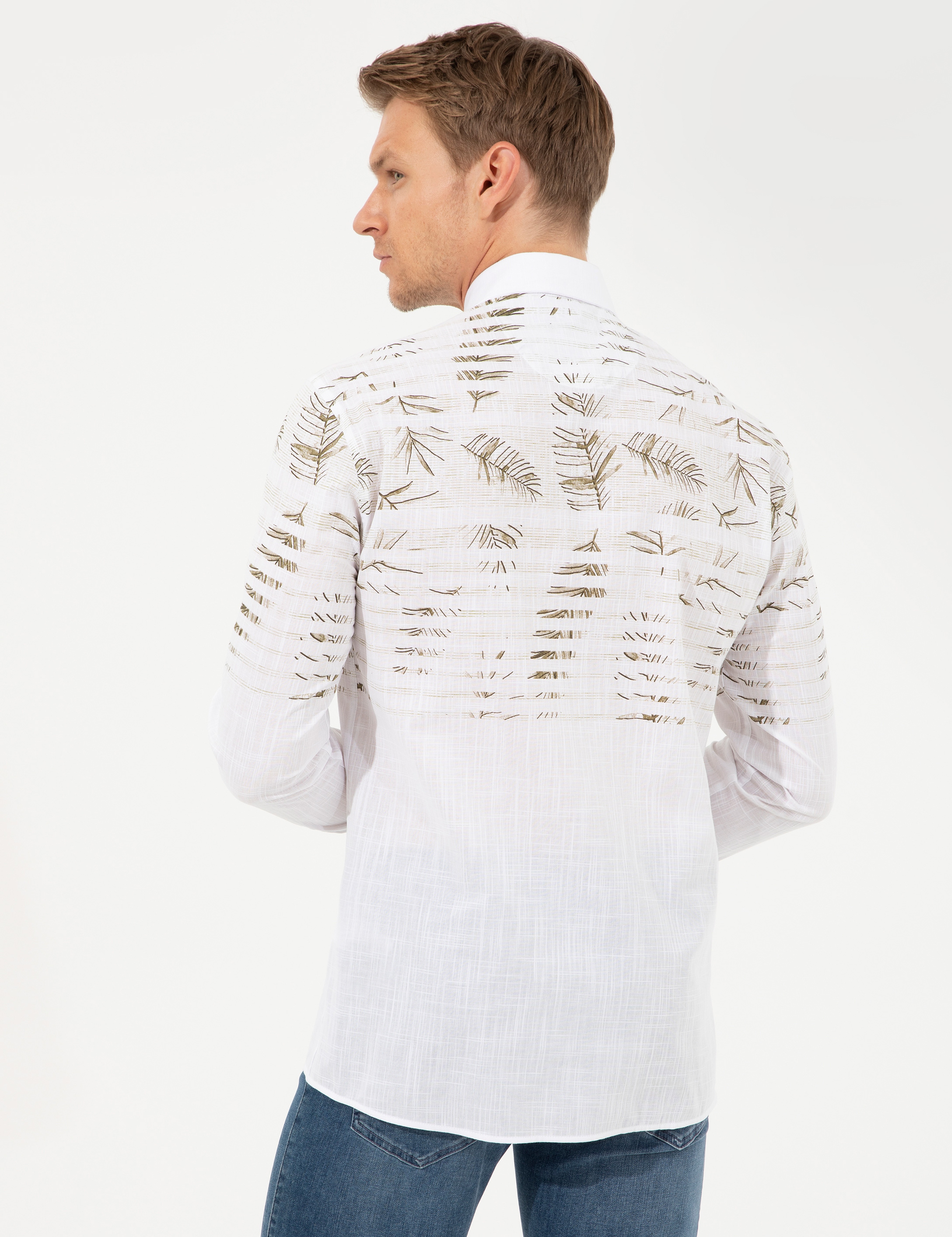 Yeşil Slim Fit Uzun Kollu Gömlek - Image 5
