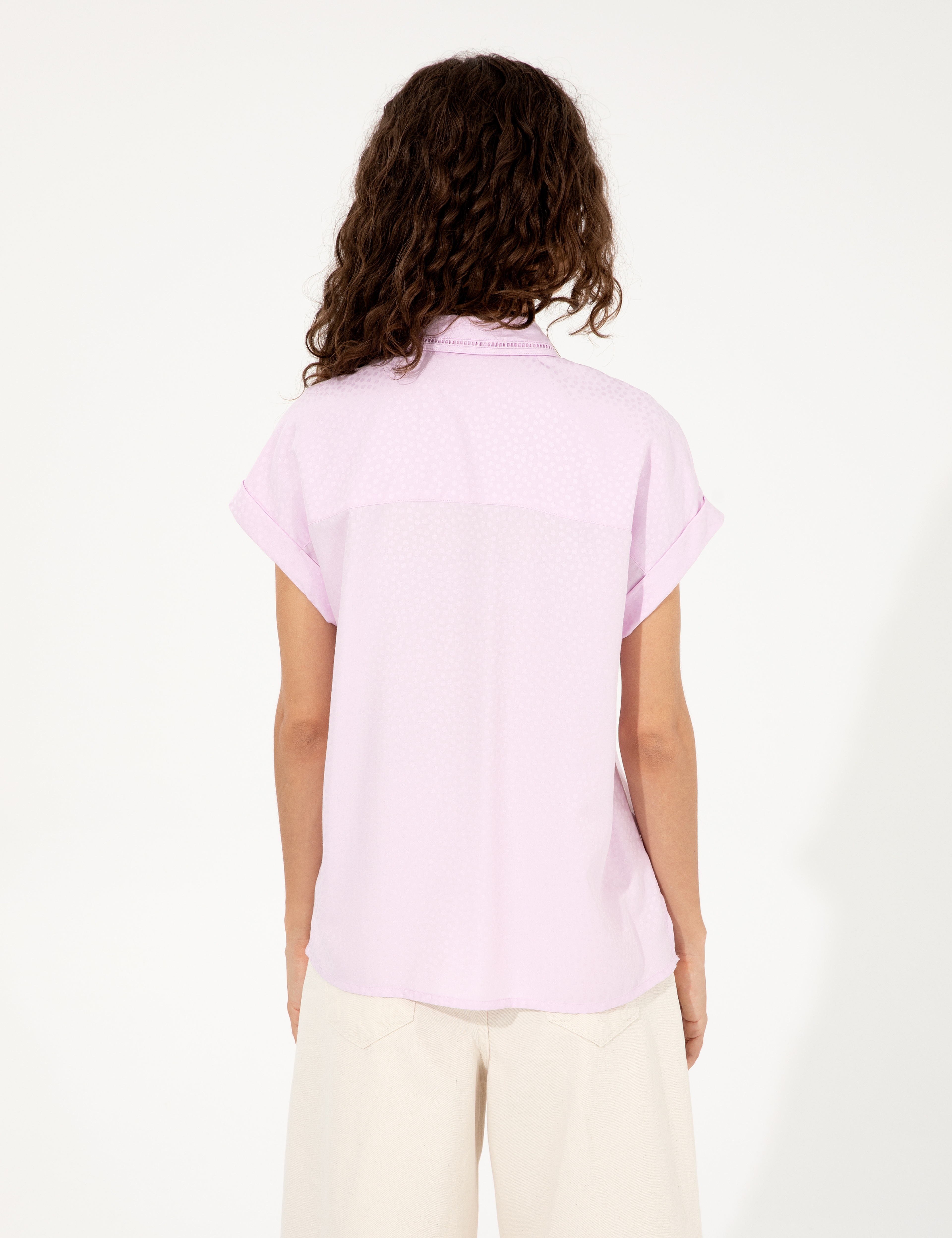Lila Regular Fit Kısa Kollu Gömlek - Image 5