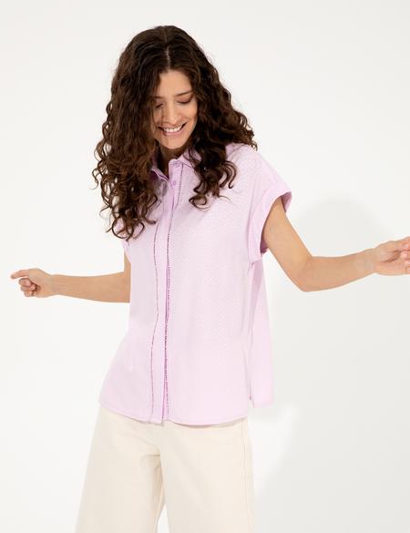 Lila Regular Fit Kısa Kollu Gömlek - 50246589018
