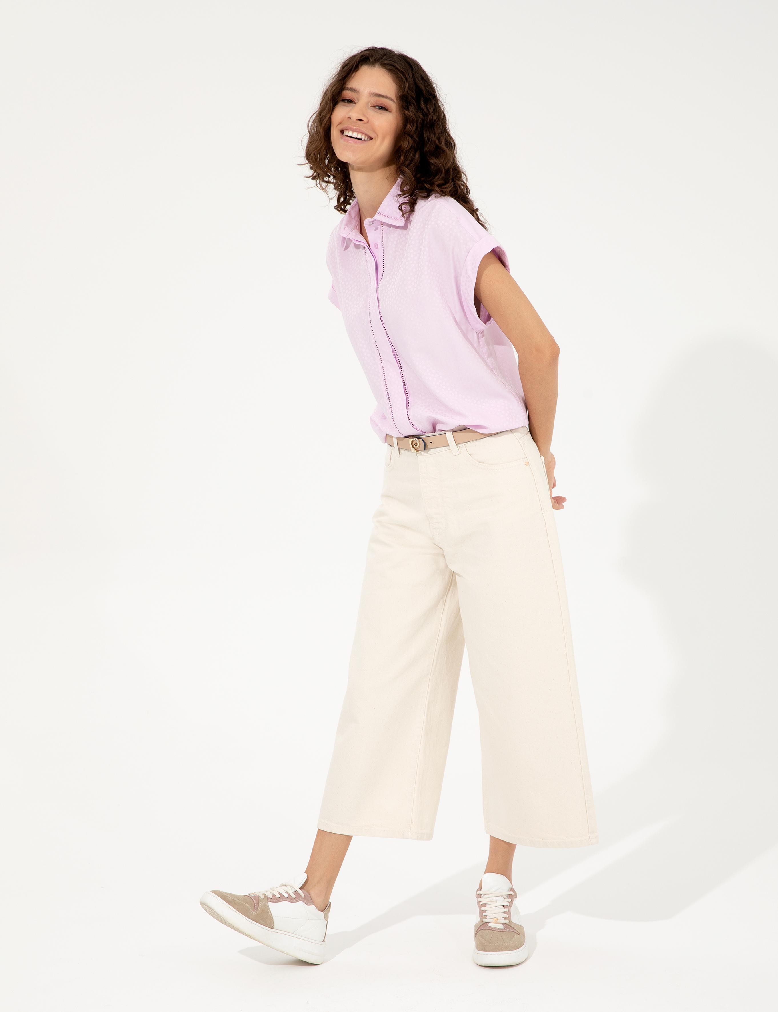 Lila Regular Fit Kısa Kollu Gömlek