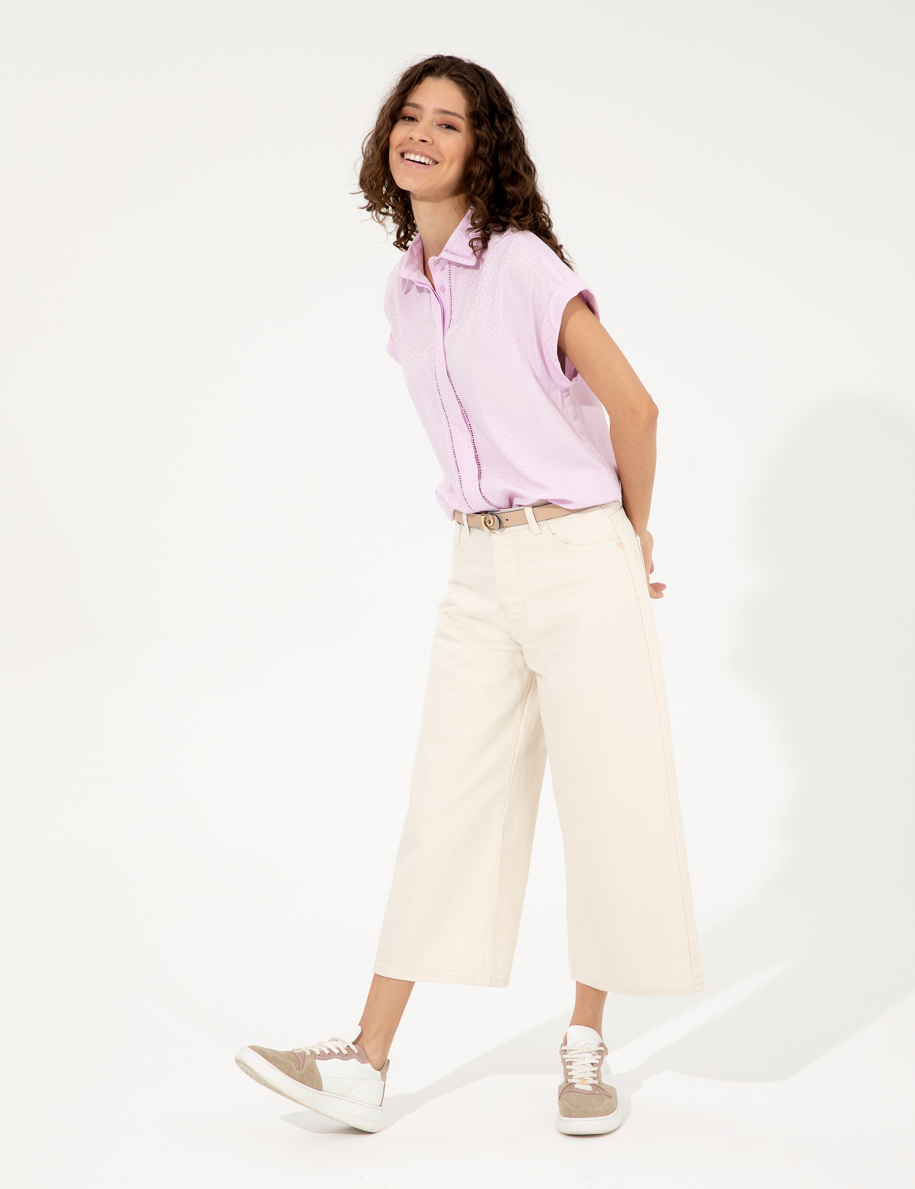Lila Regular Fit Kısa Kollu Gömlek