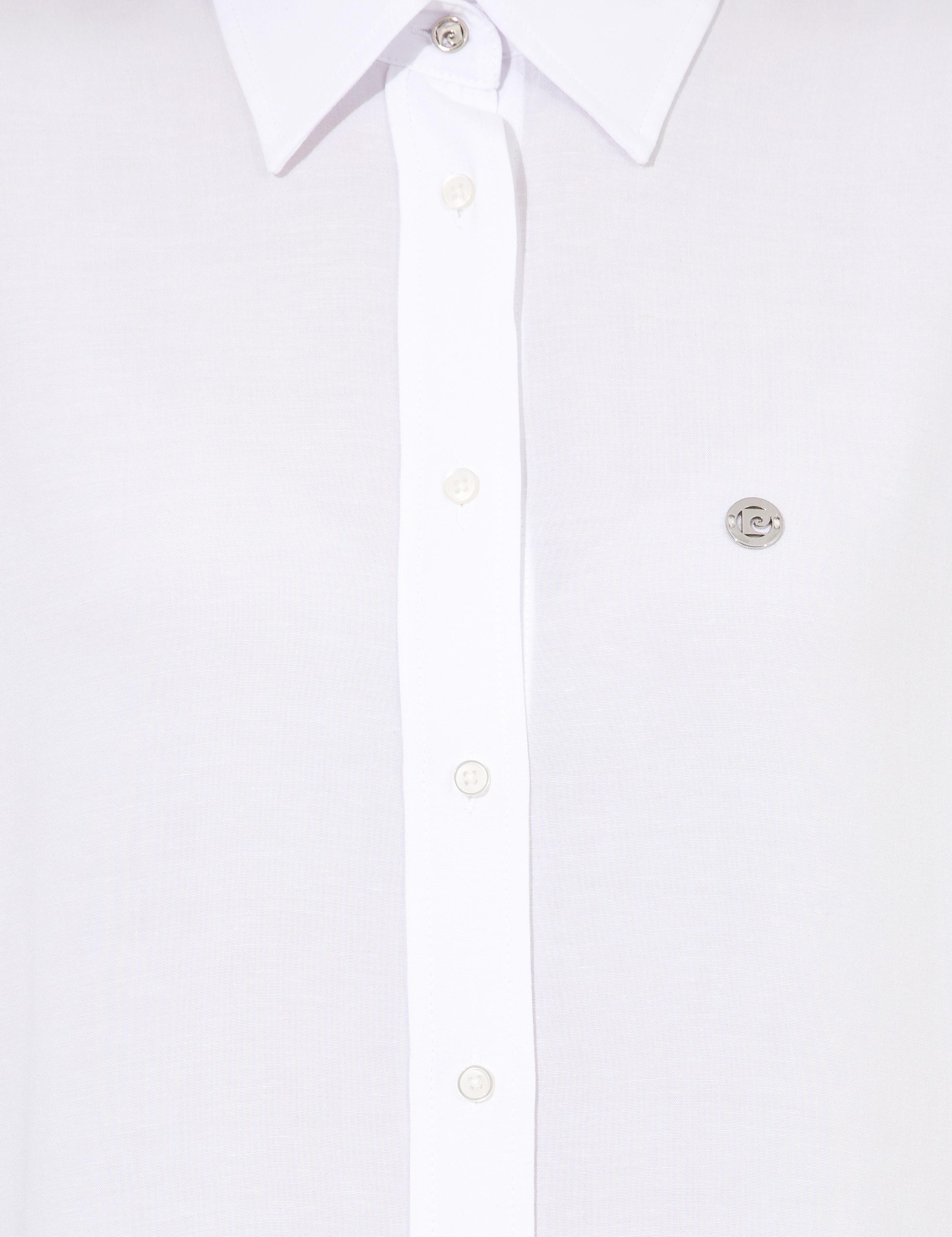 Beyaz Keten Karışımlı Gömlek