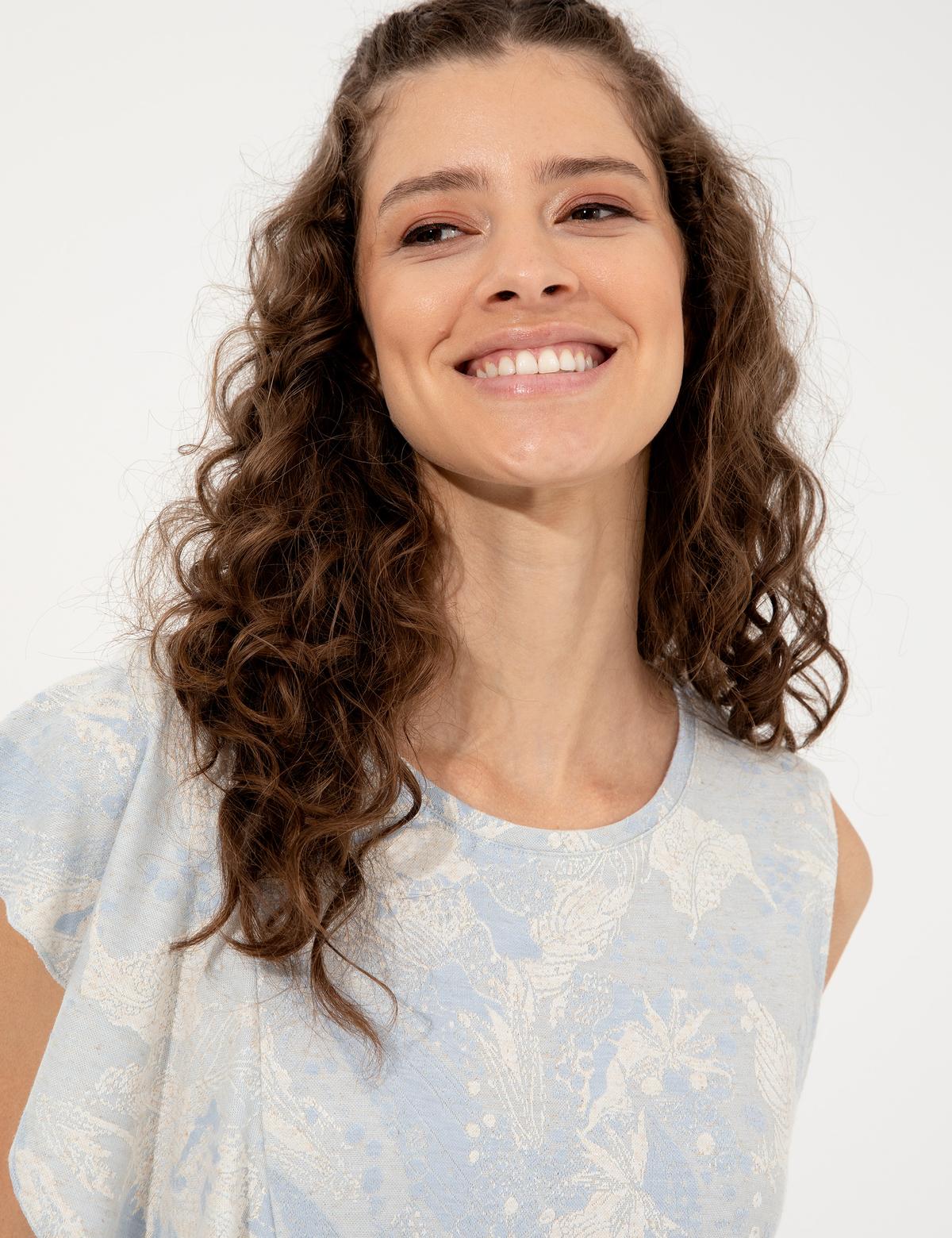 Açık Mavi Comfort Fit Örme Bluz - 50246147002