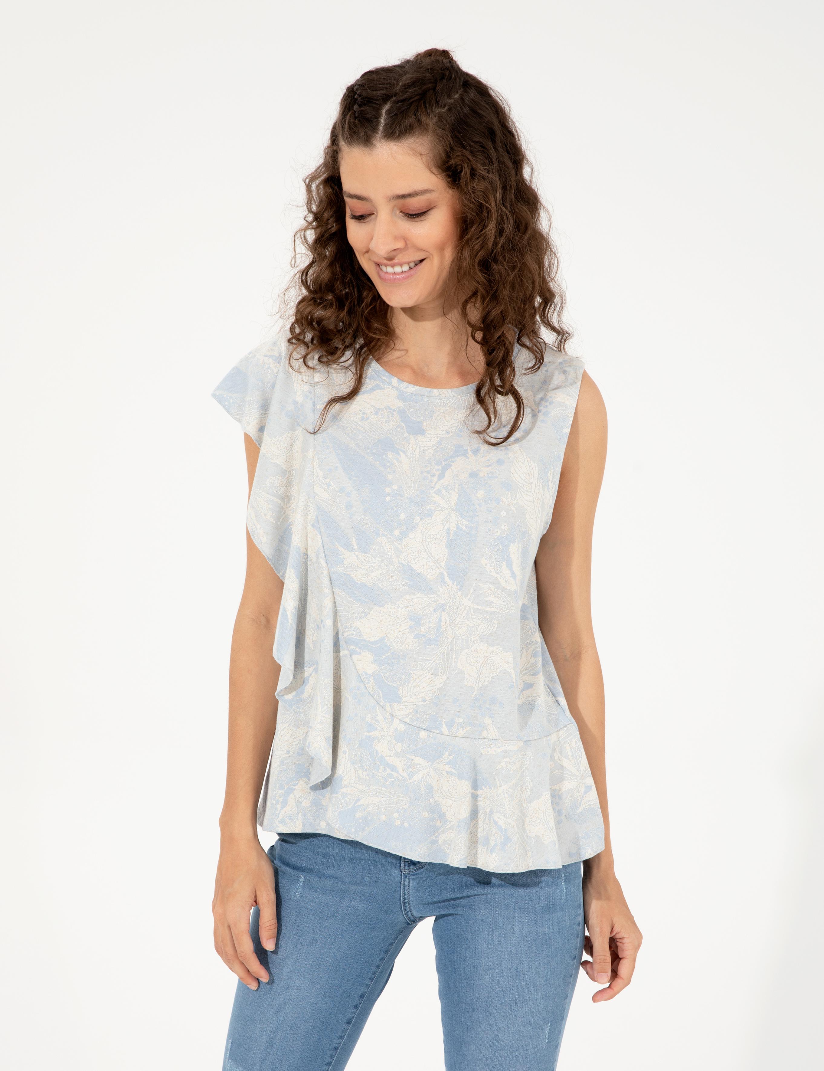 Açık Mavi Comfort Fit Örme Bluz