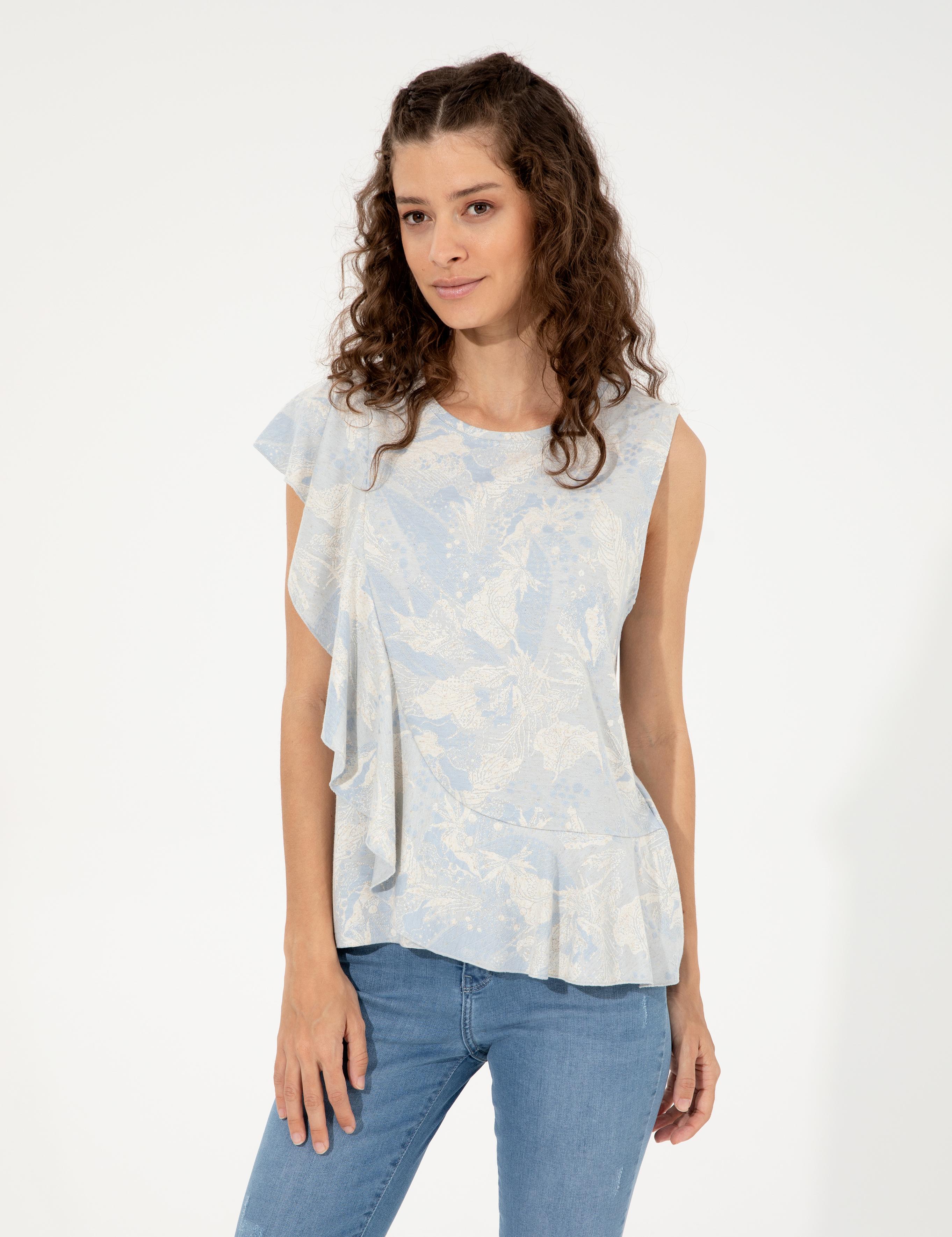 Açık Mavi Comfort Fit Örme Bluz