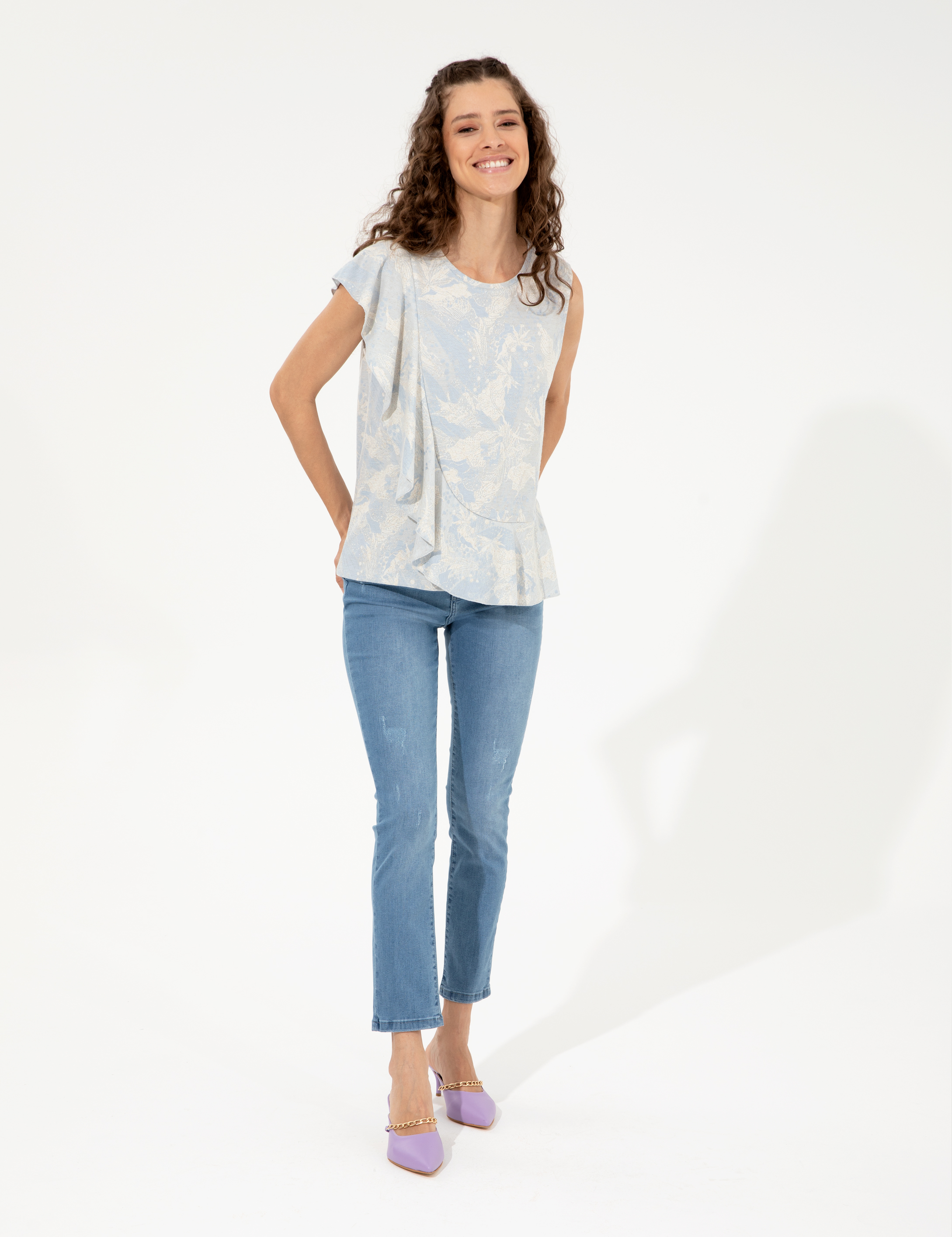 Açık Mavi Comfort Fit Örme Bluz - Image 2
