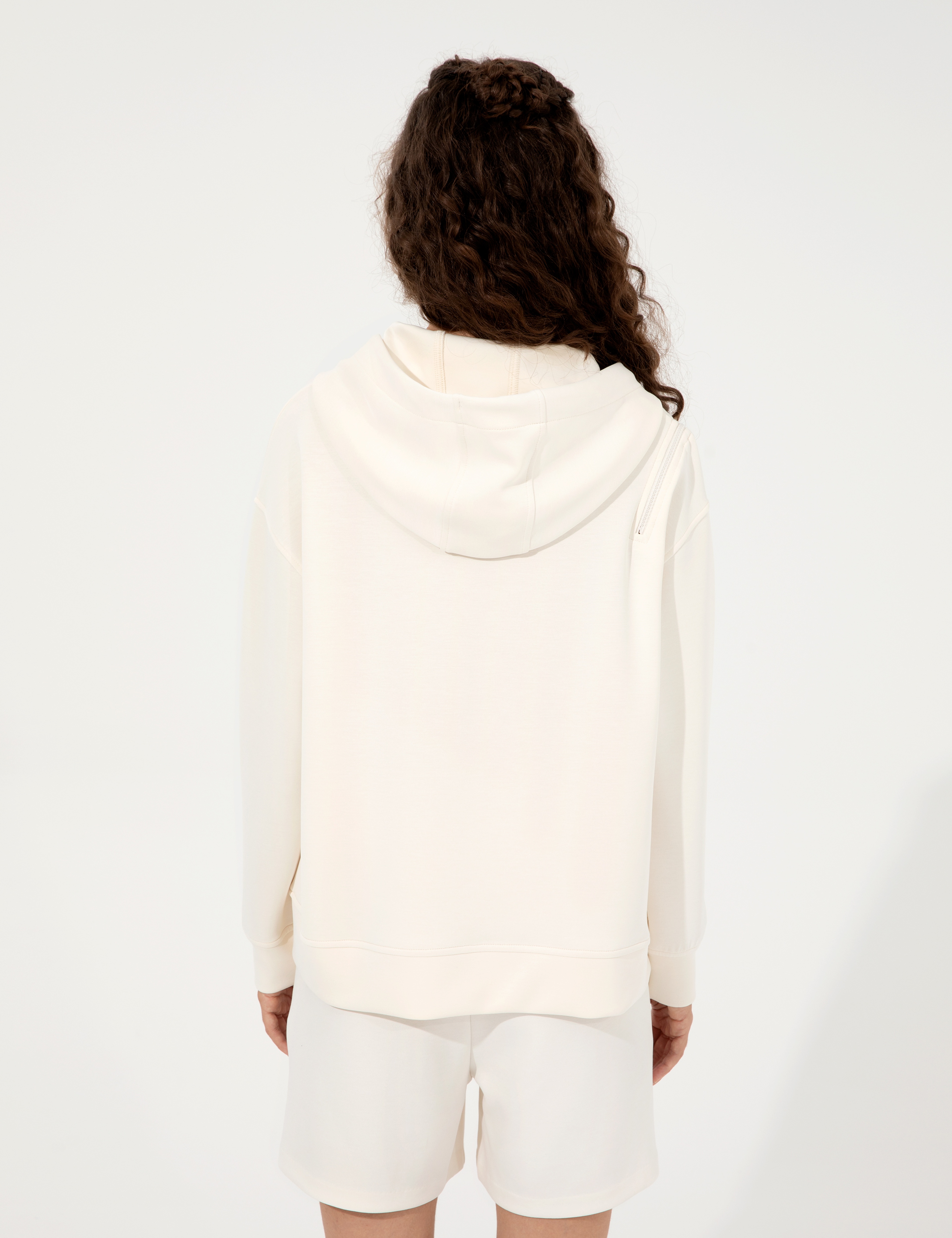 Ekru Oversize Kapüşonlu Sweatshirt