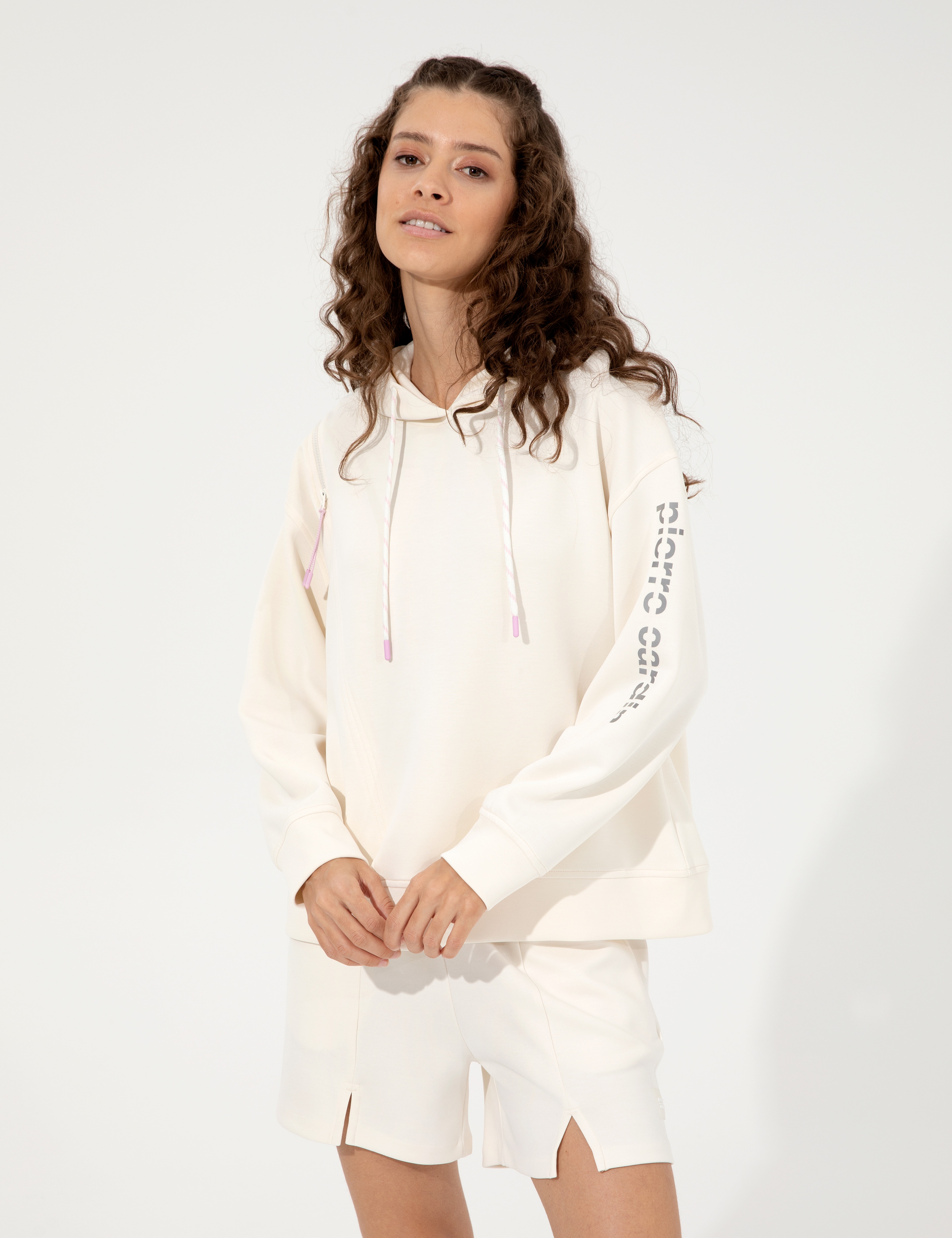 Ekru Oversize Kapüşonlu Sweatshirt - Image 3