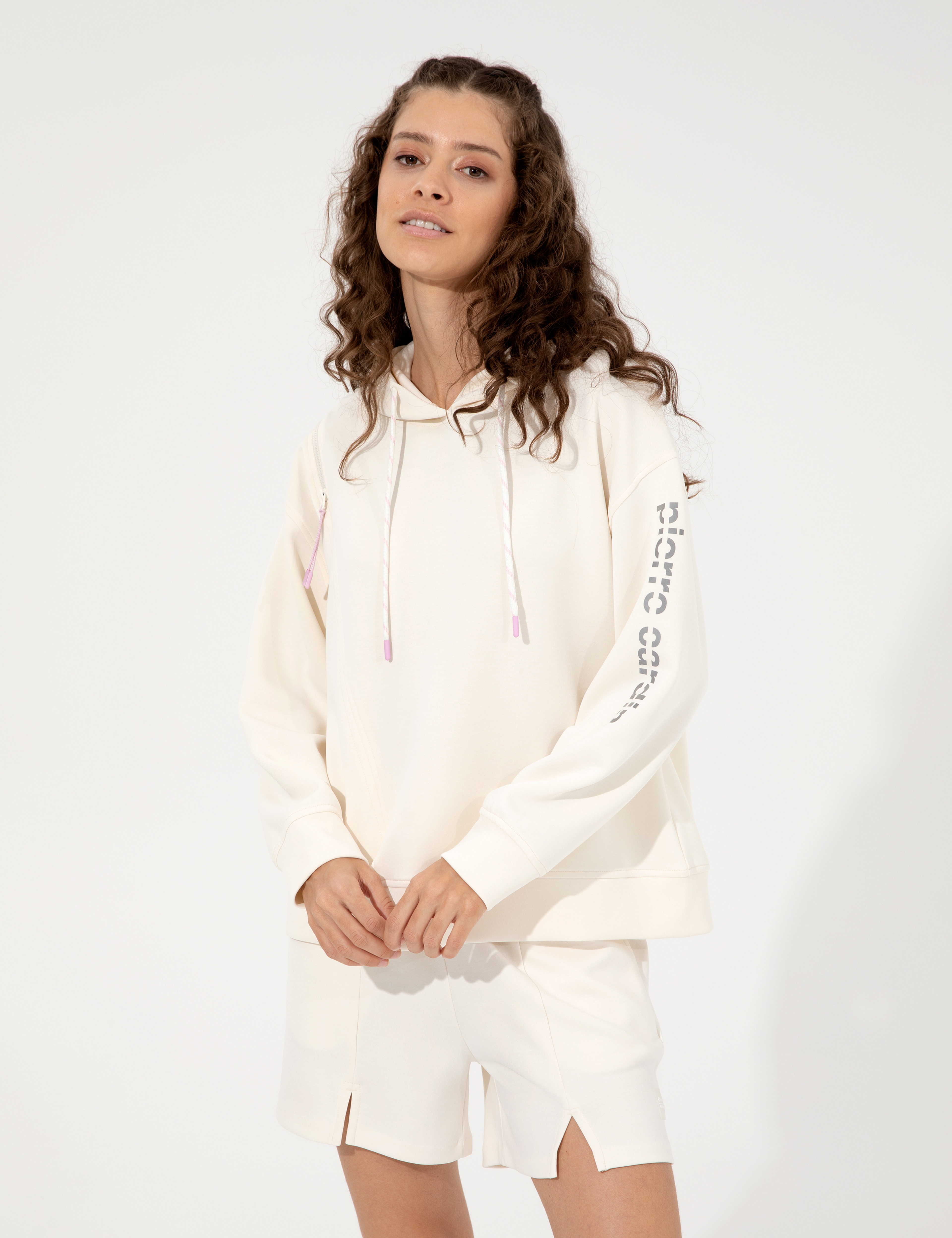 Ekru Oversize Kapüşonlu Sweatshirt