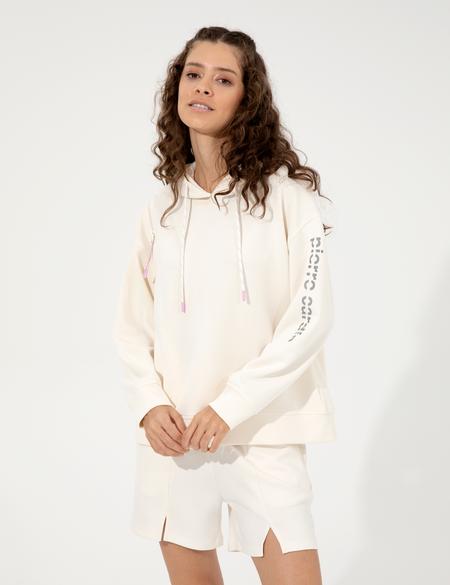 Ekru Oversize Kapüşonlu Sweatshirt - 50247297031