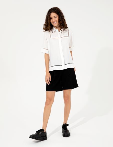 Siyah Yüksek Bel Kumaş Şort - 50252130002