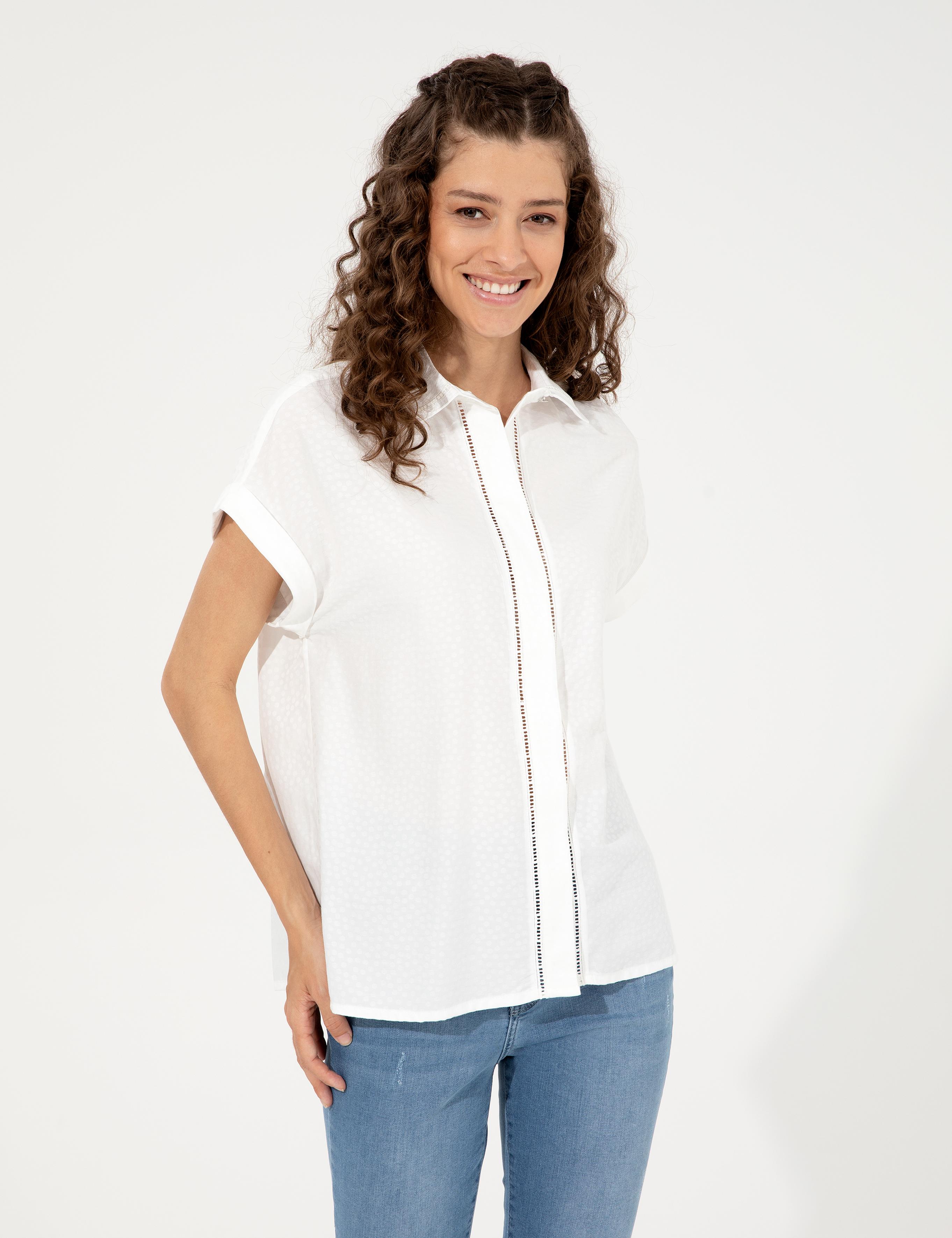 Beyaz Regular Fit Kısa Kollu Gömlek