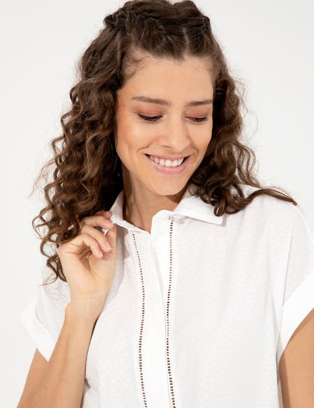 Beyaz Regular Fit Kısa Kollu Gömlek - 50246589011