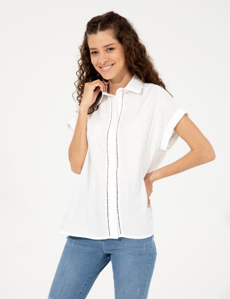 Beyaz Regular Fit Kısa Kollu Gömlek - 50246589011