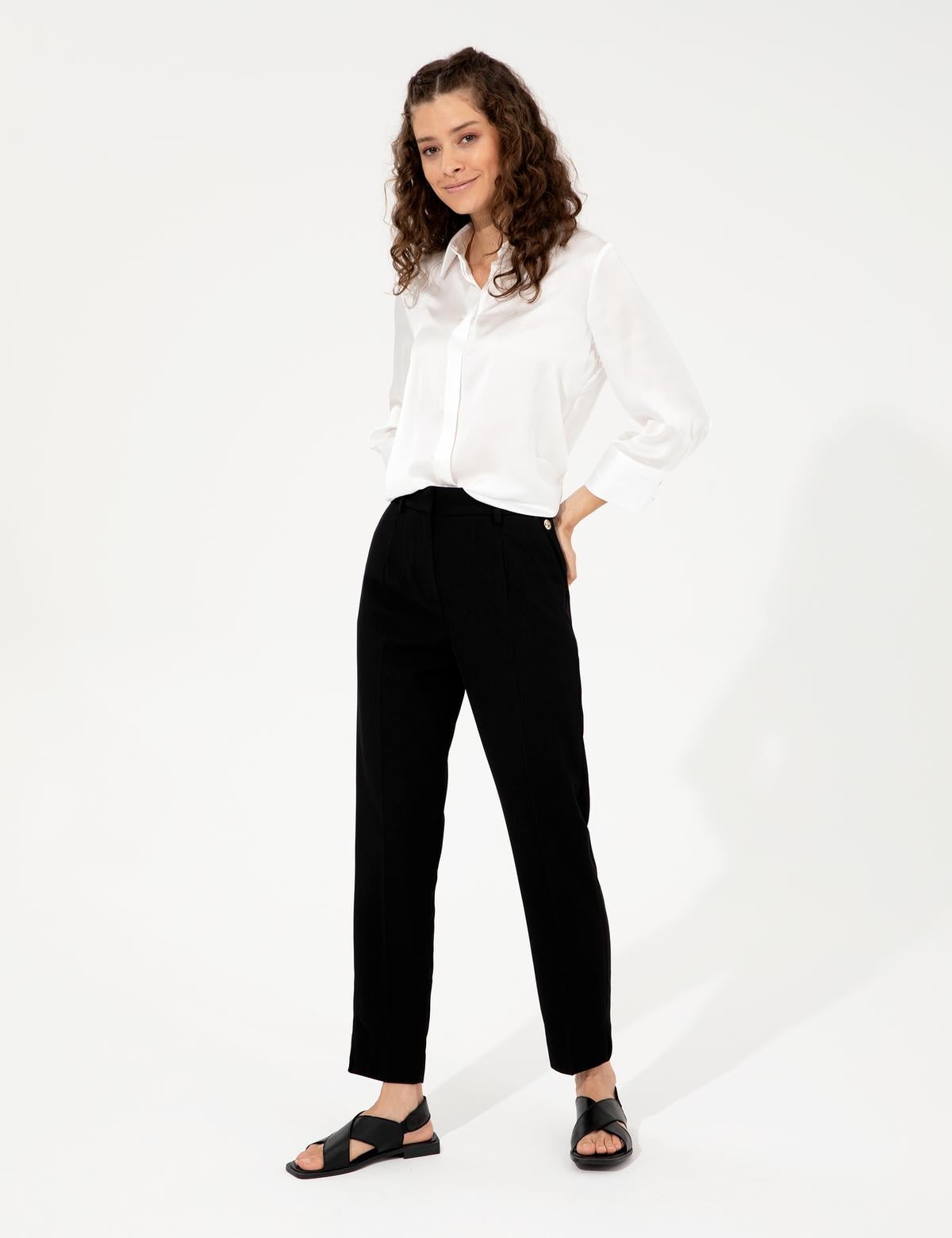 Siyah Oversize Kumaş Pantolon - 50247241017