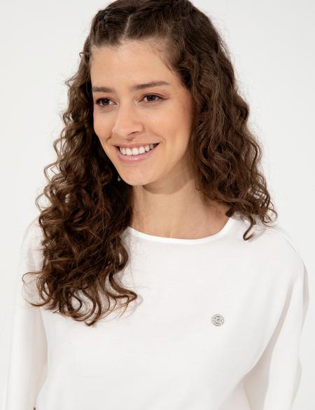 Beyaz Keten Karışımlı Bluz - 50247446001