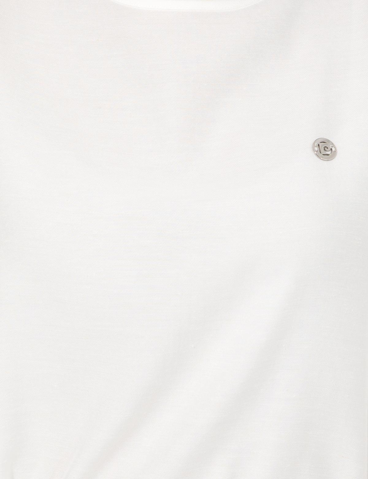 Beyaz Keten Karışımlı Bluz - 50247446001