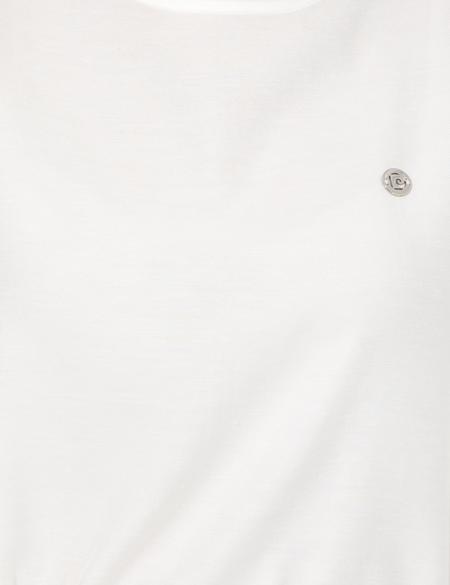 Beyaz Keten Karışımlı Bluz - 50247446001