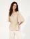 Bej Keten Karışımlı Bluz