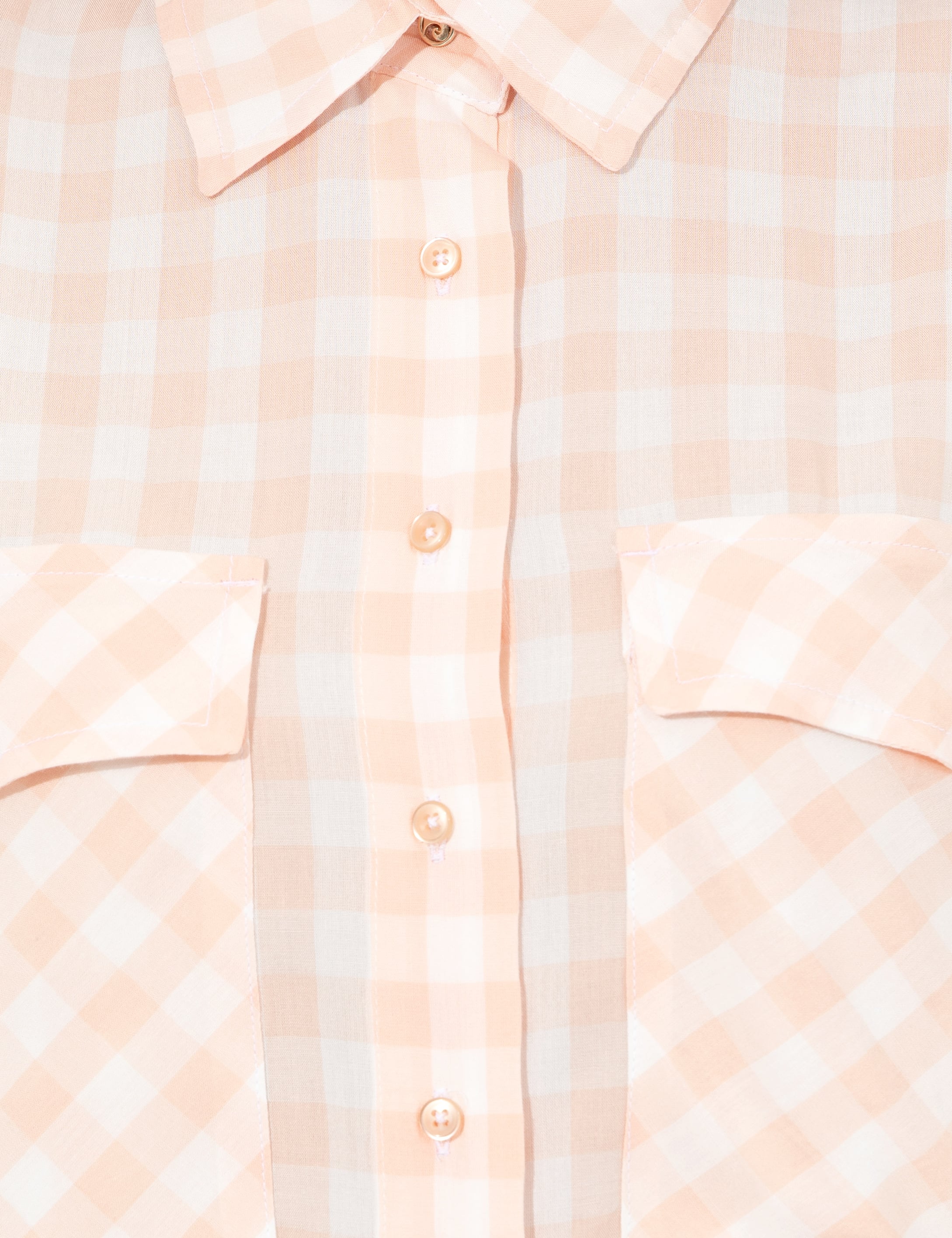Pembe Kareli Crop Kısa Kollu Gömlek - Image 6