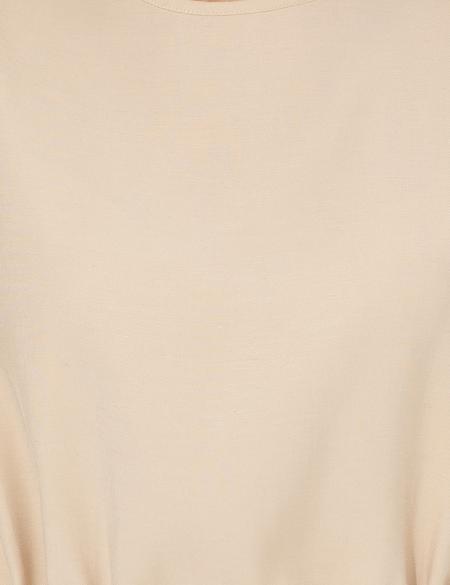 Bej Keten Karışımlı Bluz - 50247446012