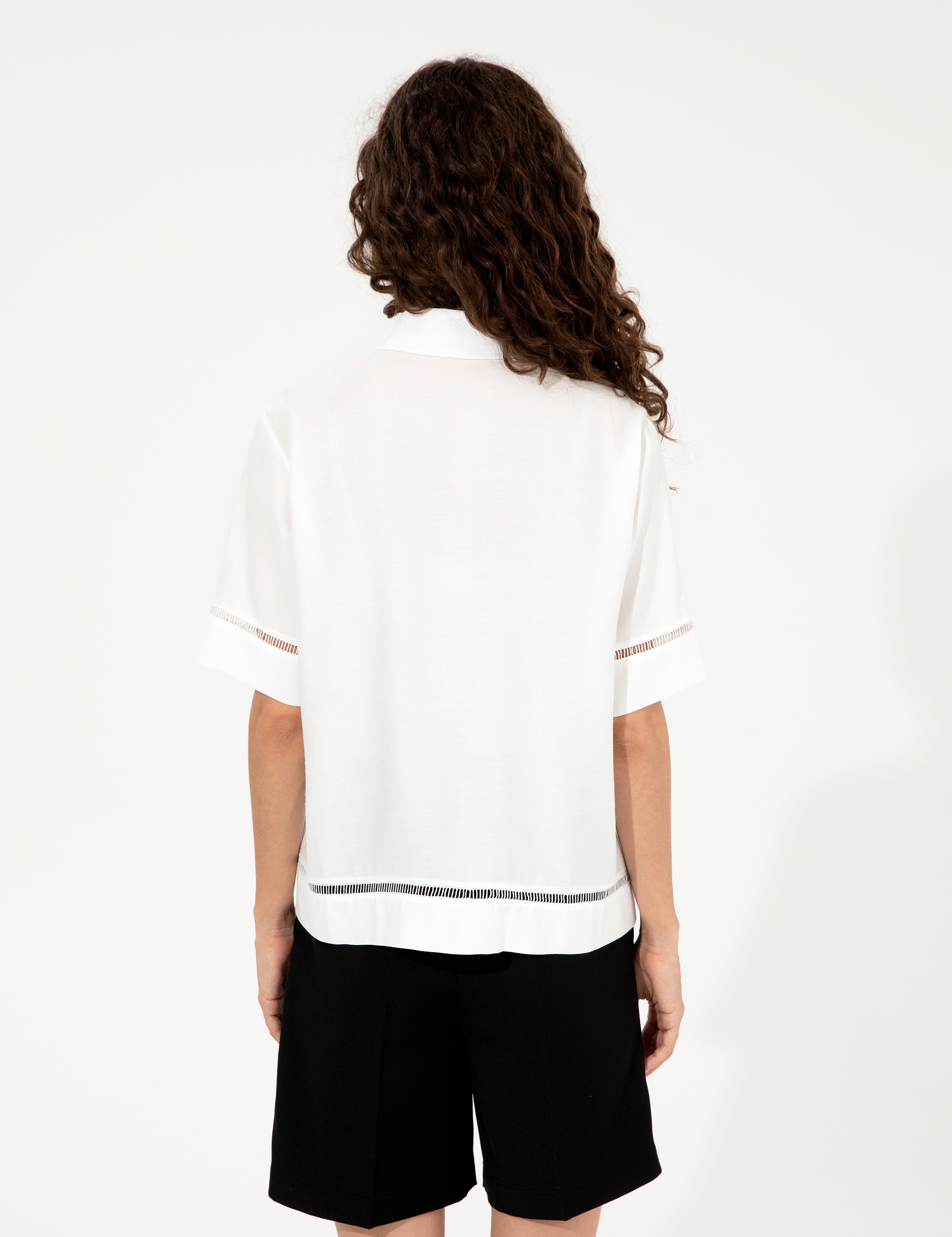 Beyaz Comfort Fit Kısa Kollu Gömlek - Image 5
