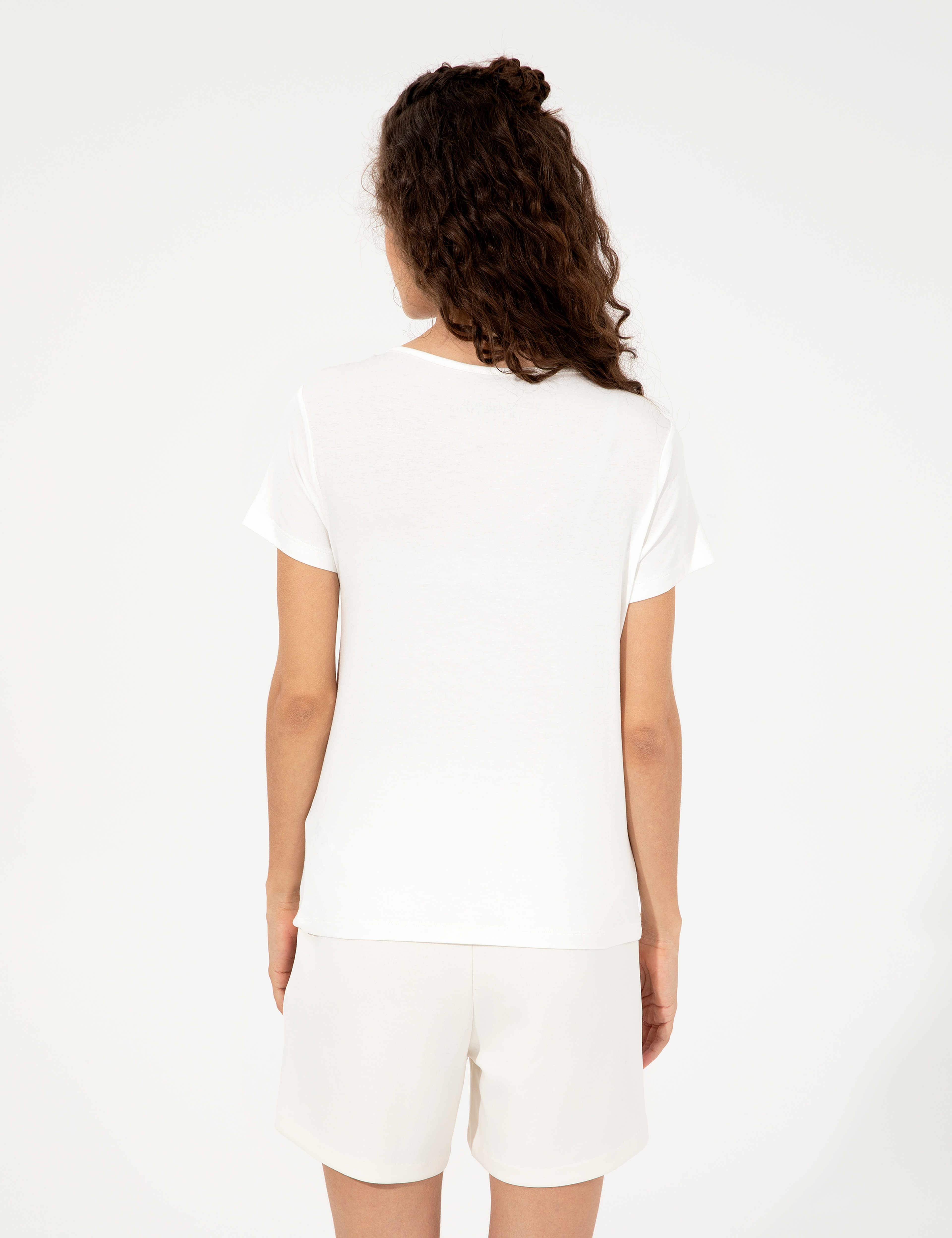 Ekru Slim Fit Tişört - Image 5