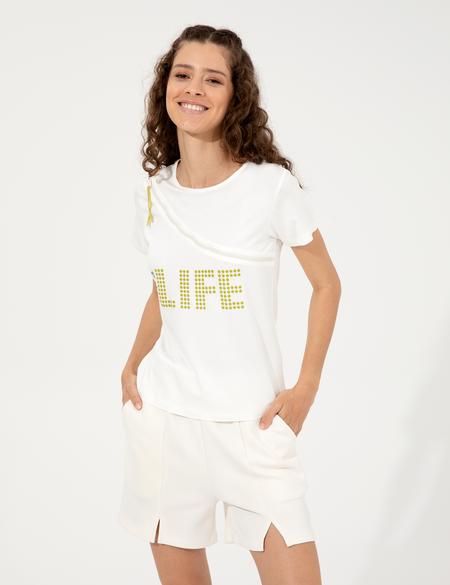 Ekru Slim Fit Tişört - 50247612014