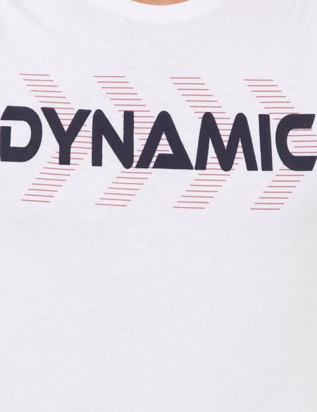 Beyaz Slim Fit Baskılı Bisiklet Yaka Tişört - 50254024003