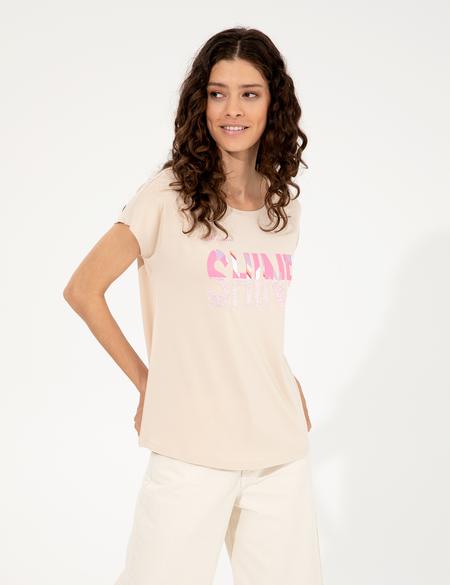 Bej Comfort Fit Tişört - 50252136006