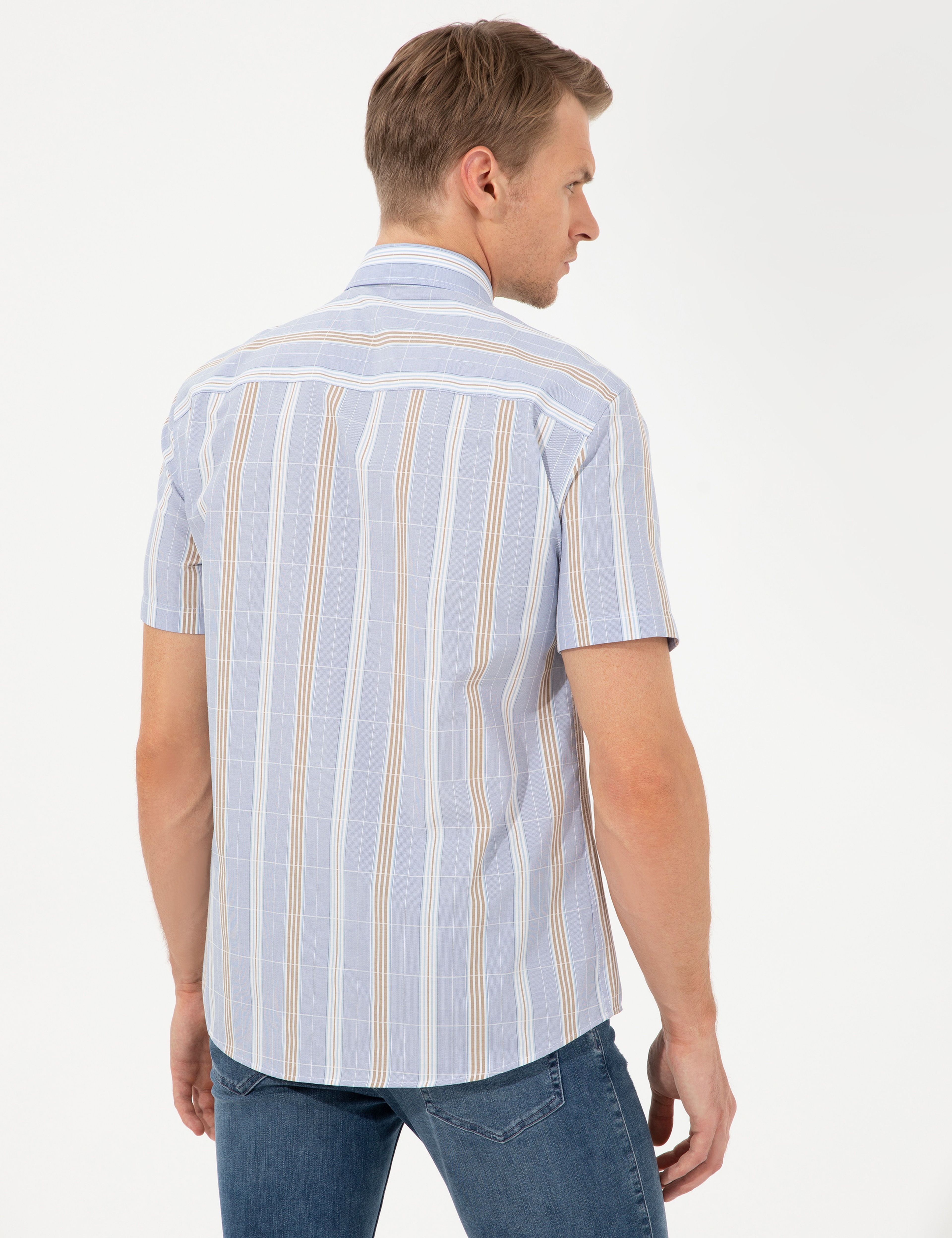 Mavi Regular Fit Kısa Kollu Gömlek - Image 5