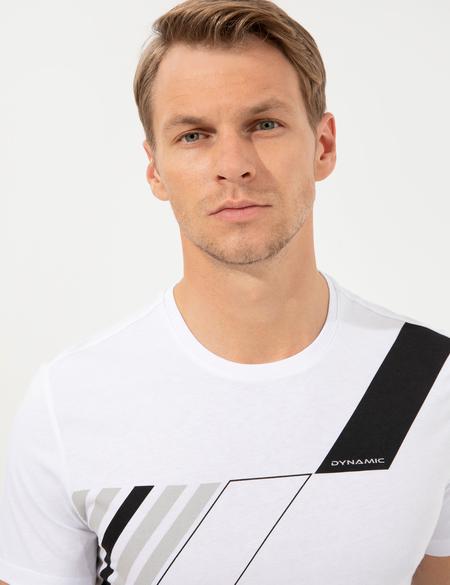 Beyaz Slim Fit Bisiklet Yaka Tişört - 50254027007