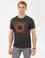 Antrasit Melanj Slim Fit Baskılı Bisiklet Yaka Tişört