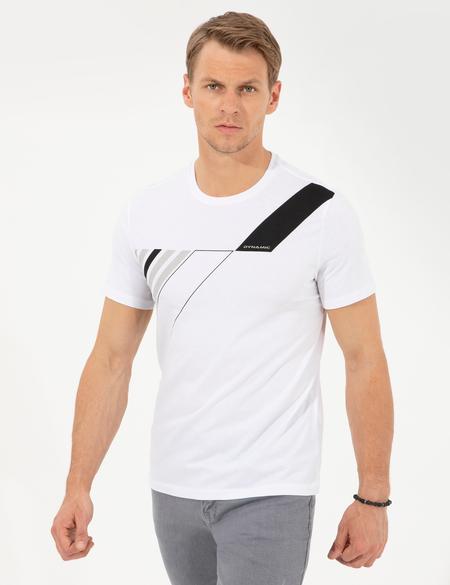 Beyaz Slim Fit Bisiklet Yaka Tişört - 50254027007