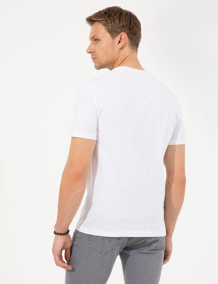 Beyaz Slim Fit Bisiklet Yaka Tişört - 50254027007