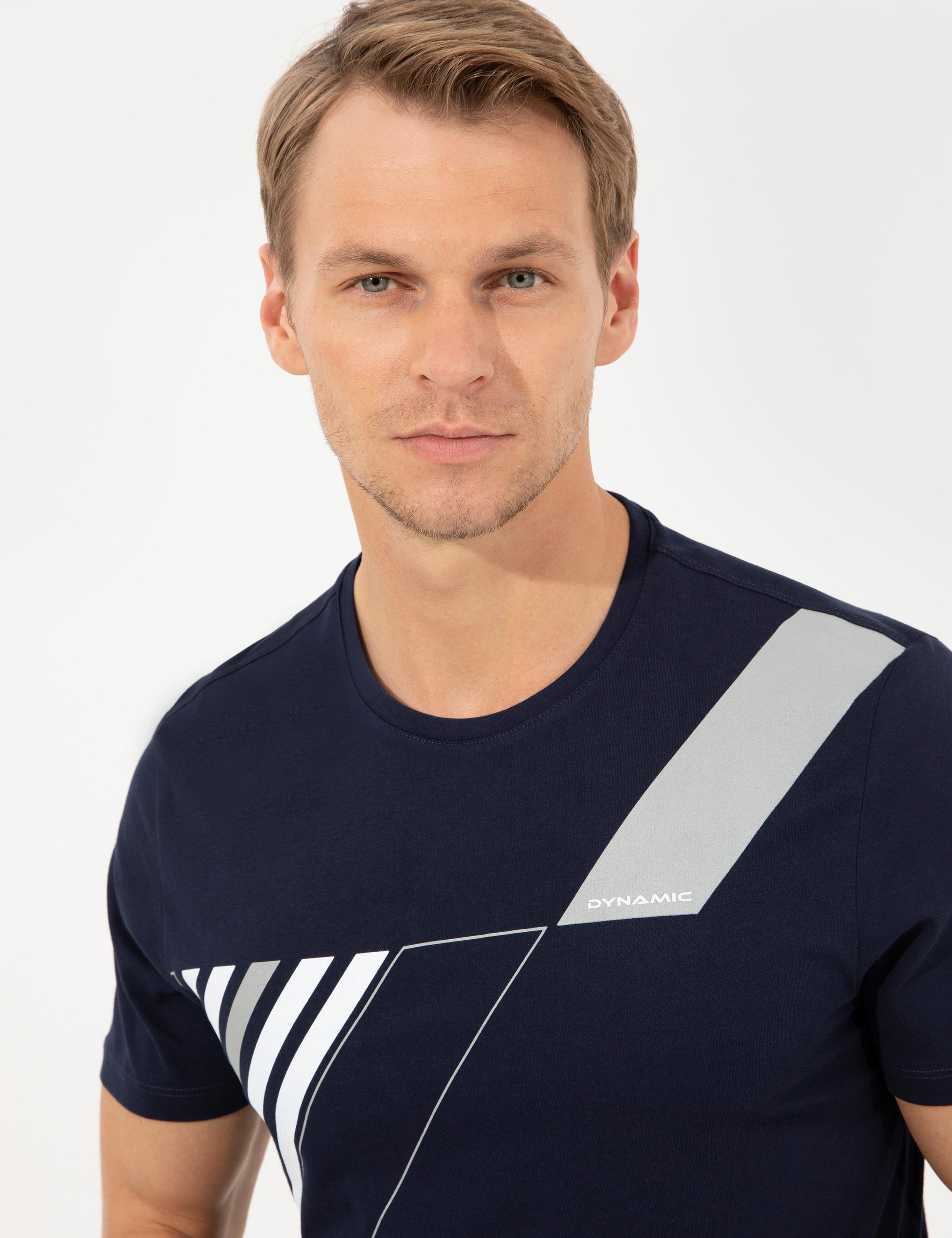 Lacivert Slim Fit Bisiklet Yaka Tişört