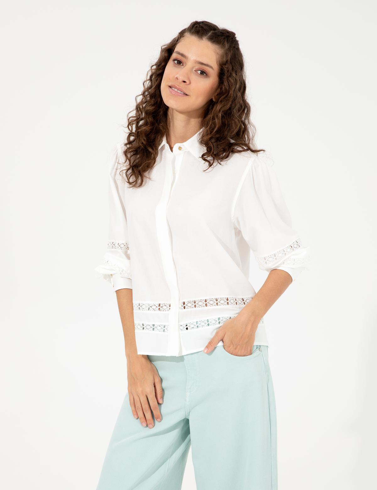 Ekru Comfort Fit Uzun Kollu Gömlek - 50247902003