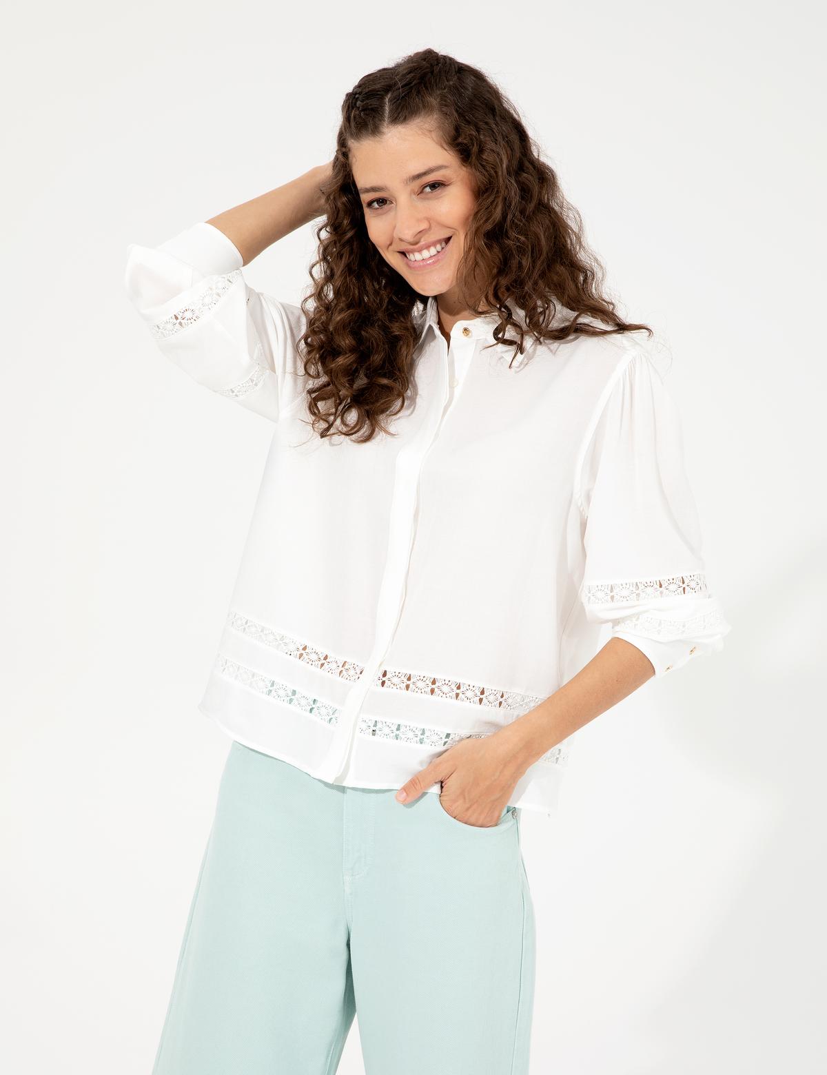 Ekru Comfort Fit Uzun Kollu Gömlek