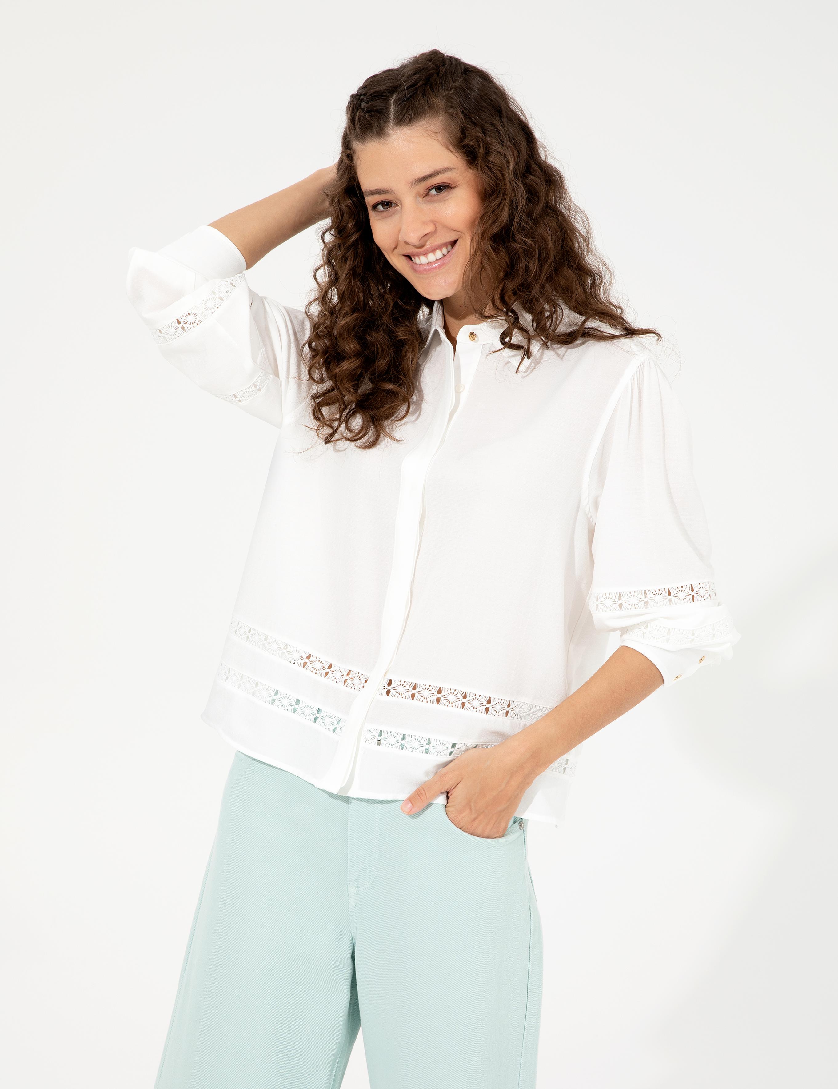 Ekru Comfort Fit Uzun Kollu Gömlek