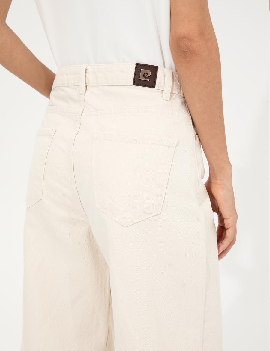 Bej Flare Cropped Jean Pantolon