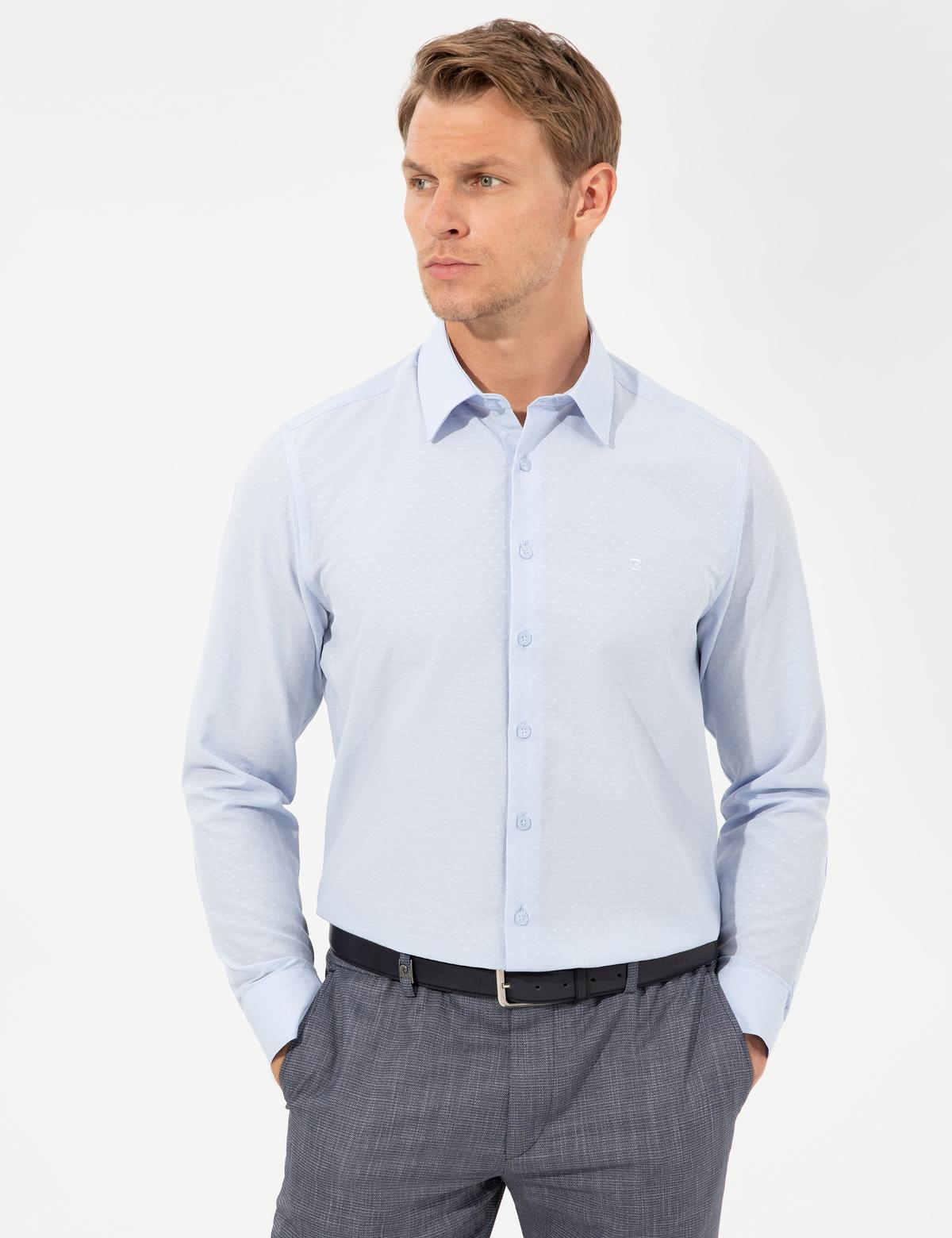 Açık Mavi Slim Fit Uzun Kollu Gömlek