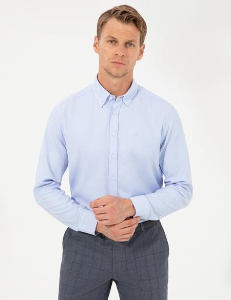 Açık Mavi Slim Fit Oxford Gömlek - 50255275032
