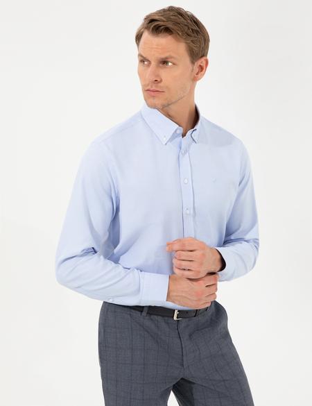 Açık Mavi Slim Fit Oxford Gömlek - 50255275032