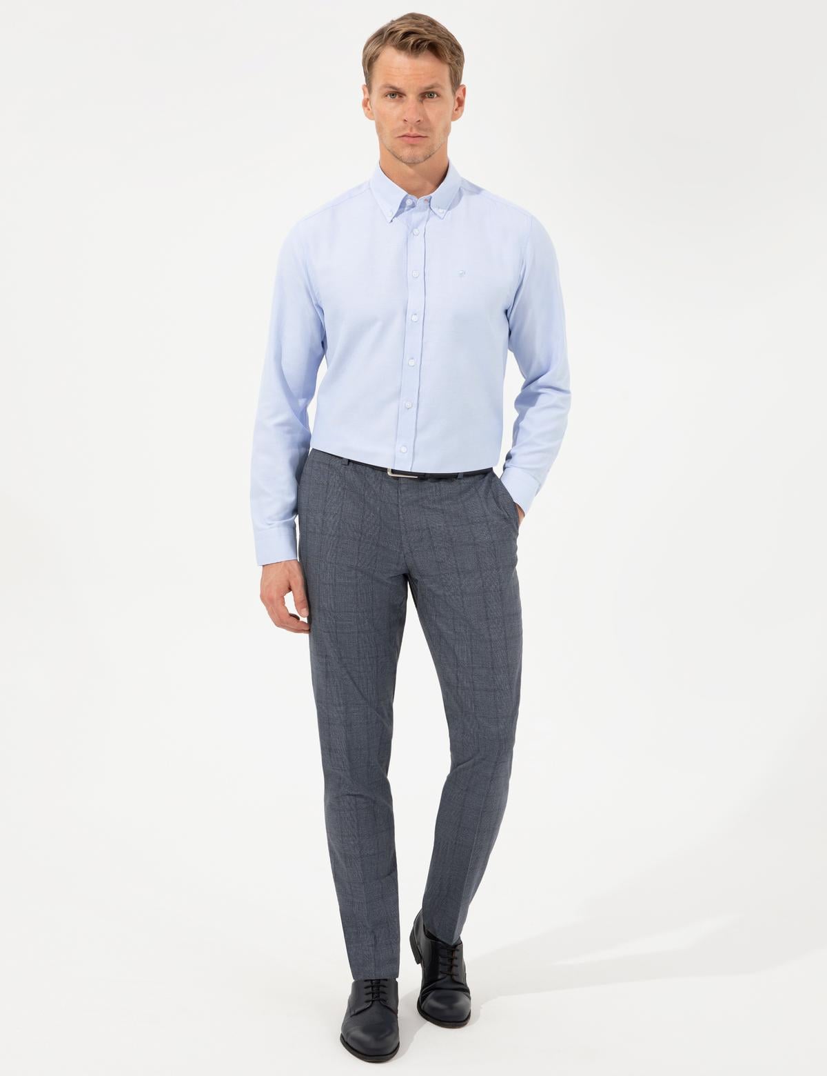 Açık Mavi Slim Fit Oxford Gömlek - 50255275032