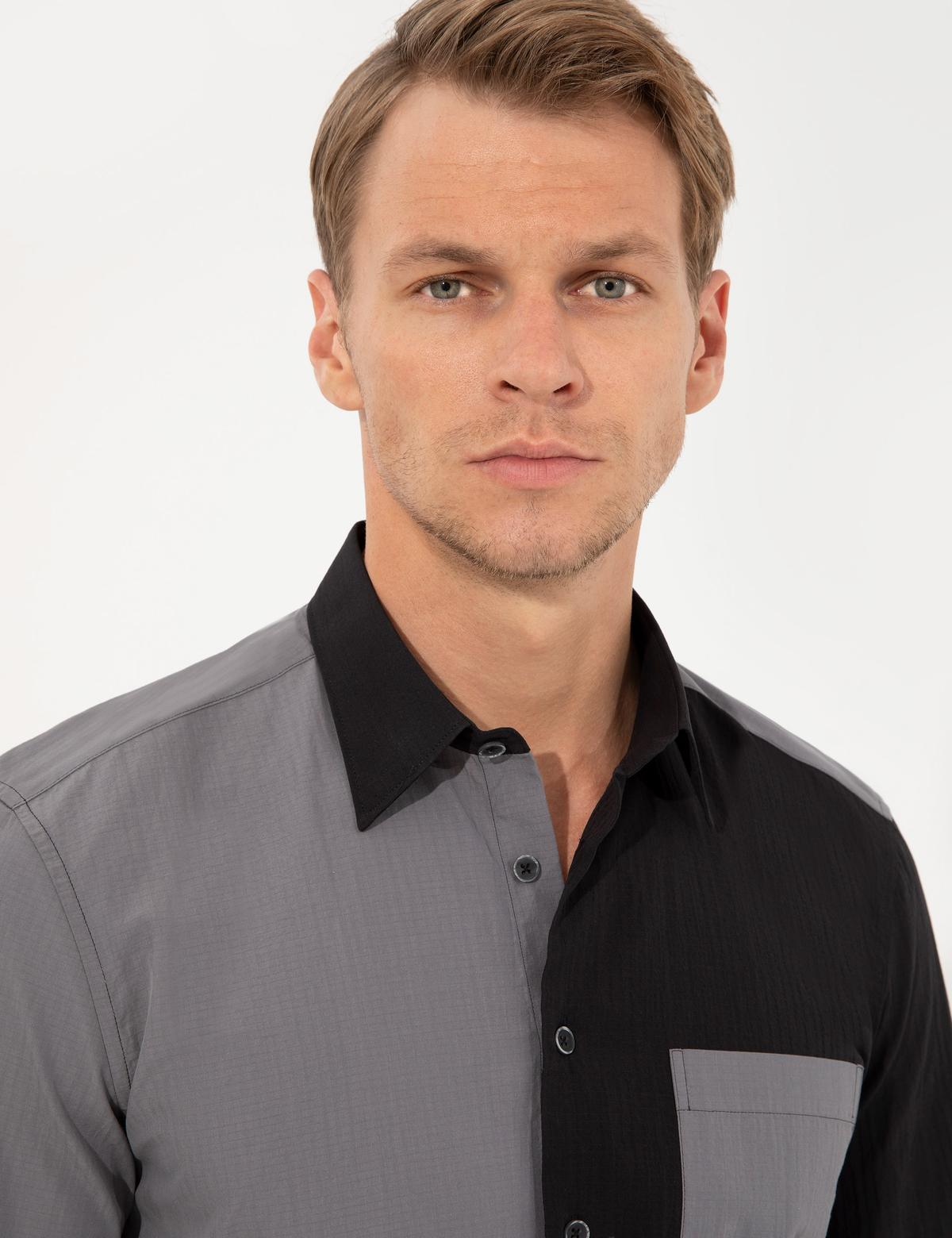 Siyah Regular Fit Kısa Kollu Gömlek - 50249485019