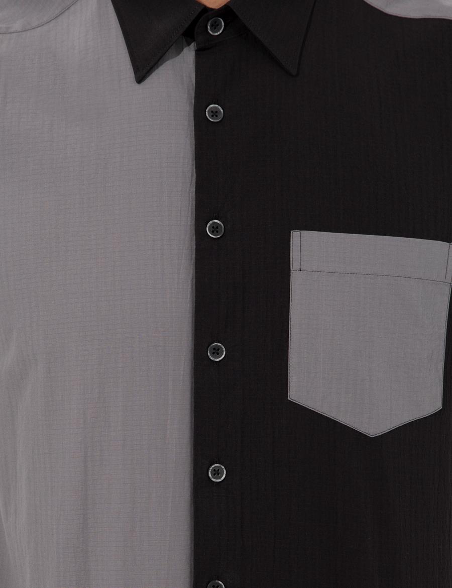 Siyah Regular Fit Kısa Kollu Gömlek