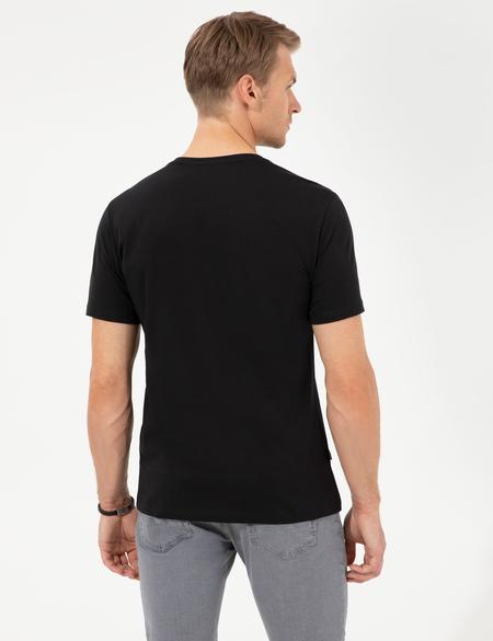 Siyah Slim Fit Bisiklet Yaka Tişört - 50252890003