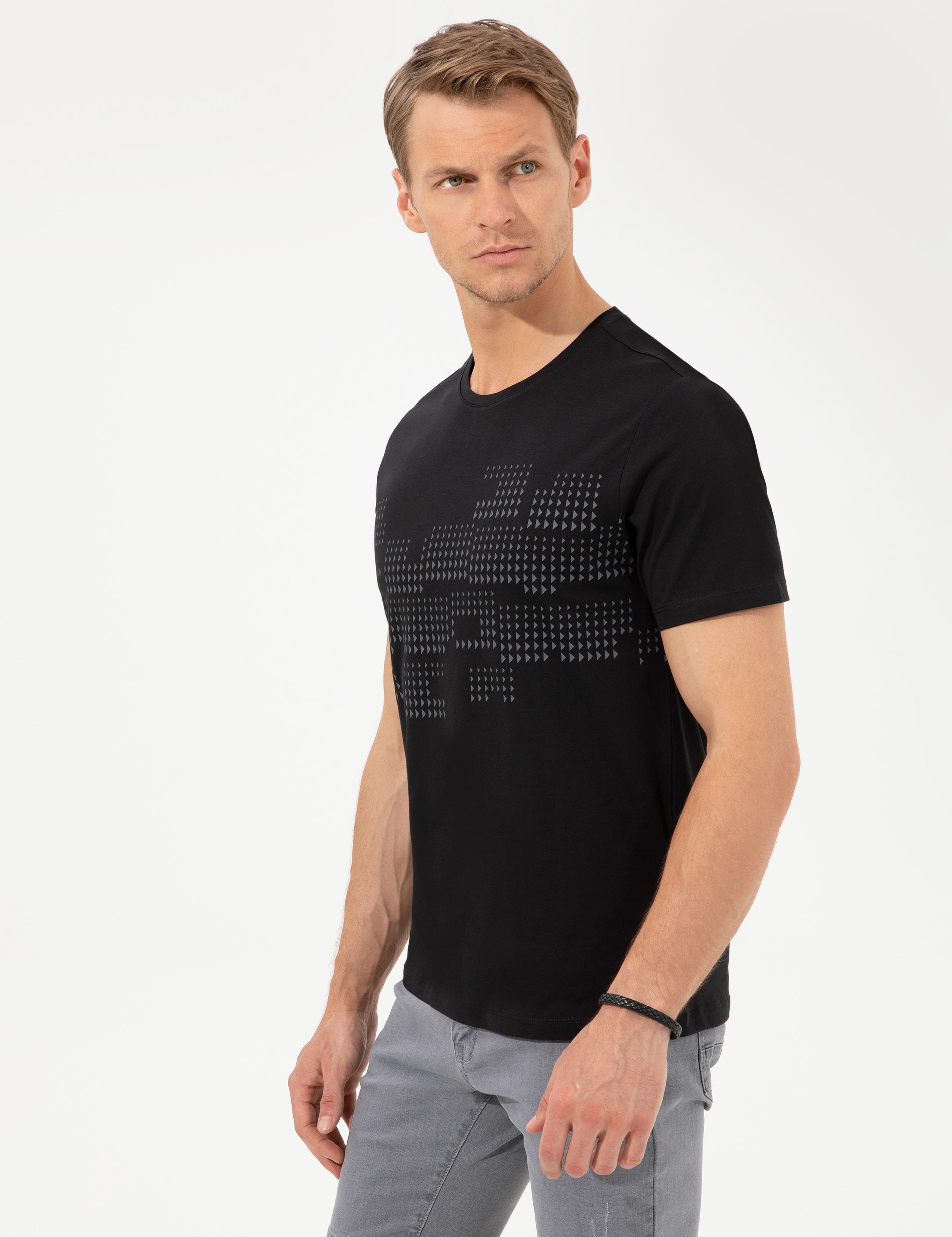 Siyah Slim Fit Bisiklet Yaka Tişört