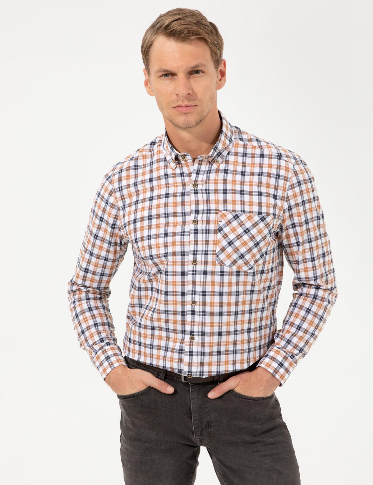 Turuncu Regular Fit Uzun Kollu Gömlek - 50249749007